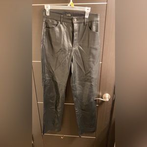 Express Black leather straight leg pants